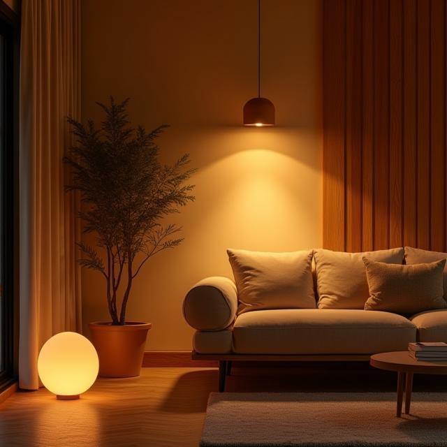 Ambiente con iluminación cálida y sostenible